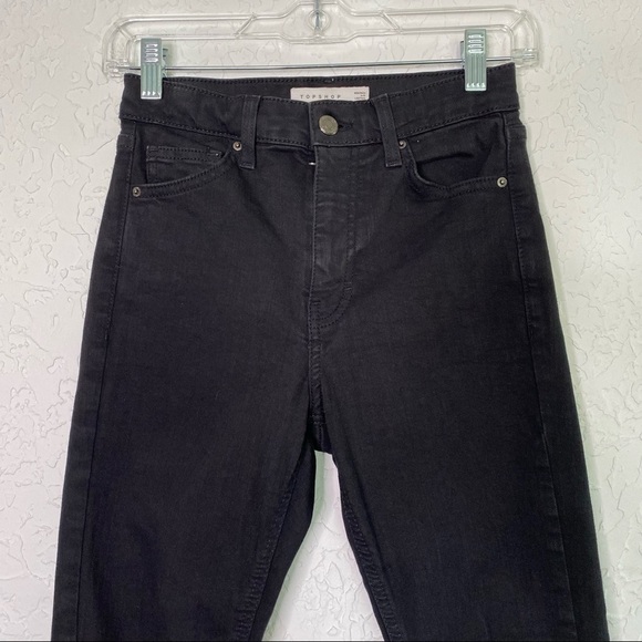 Topshop Jamie Black Skinny Jeans Size 26x30 Ripped knees High Rise - Picture 5 of 12